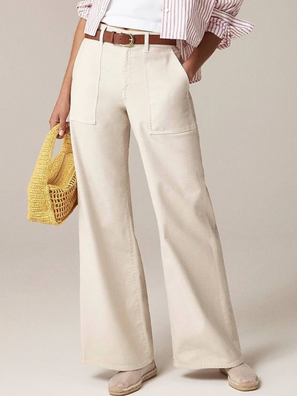 J. Crew Light Beige Camp-Pocket Wide-Leg Pant Size 28